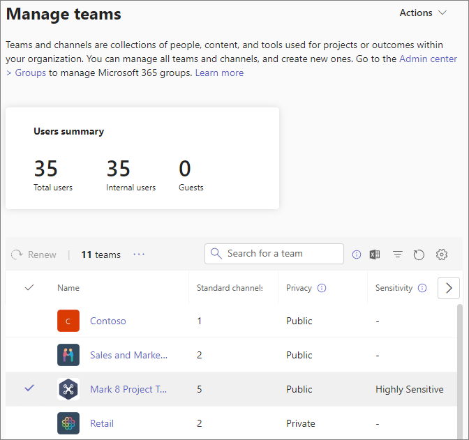 Teams manage teams